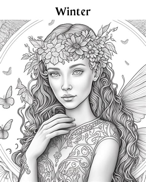 Realistic Fairy Adult Coloring Pages