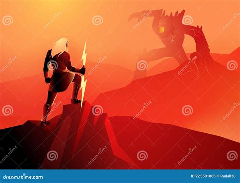 Titanomachy Titan Fighting The Olympus Greek Mythology Gods Cartoon Vector | CartoonDealer.com ...