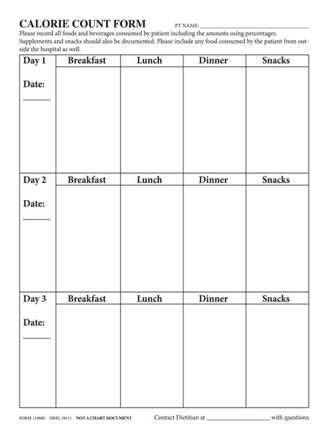 Calorie count form: Fill out & sign online | DocHub