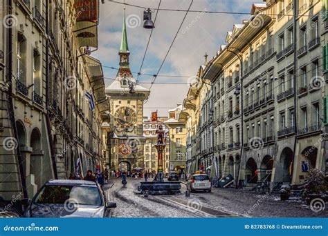 Downtown Bern in Front of the Historical Clock Tower Editorial Stock Photo - Image of tower ...