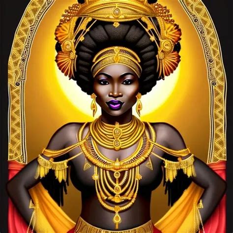 Beautiful black goddess wearing traditional African...