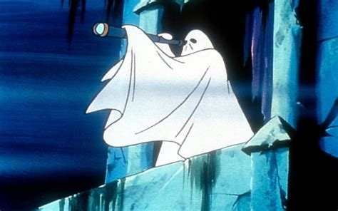 an animated ghost flying through the air