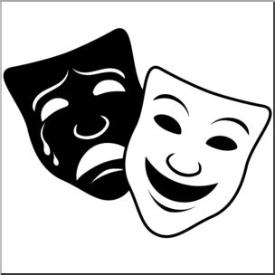 Clip Art: Comedy and Tragedy Masks 1 B&W 2 – Abcteach