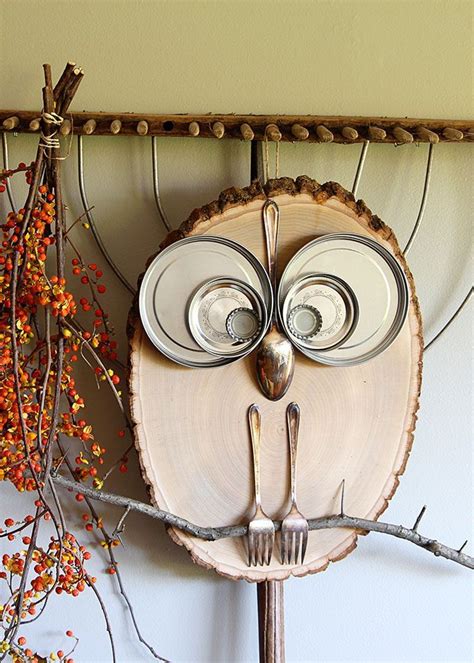 DIY Wood Slice Owl | Осенние поделки своими руками, Поделки совы, Поделки из кофе