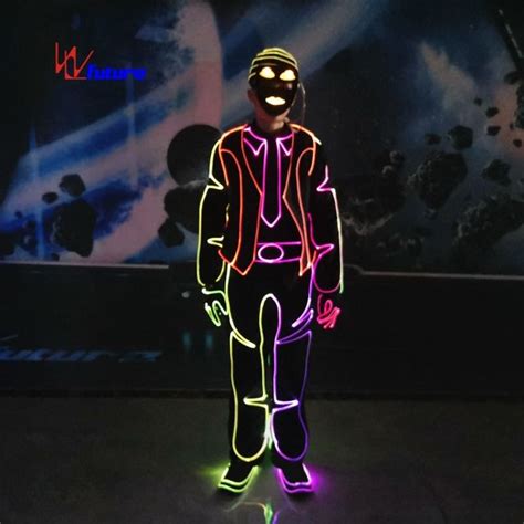 Wireless controlled fiber optic light up suit tron costume for group ...