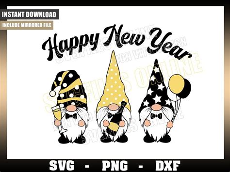 ⭐ Gnomes Party Happy New Year SVG Cut File for Cricut Download