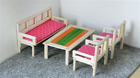 DIY Miniature Furniture from chopsticks | Table & Sofa for dollhouse - YouTube