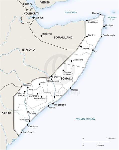 Vector Map of Somalia political | One Stop Map