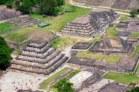 Totonac - An aerial view of the archaeological site of El Tajín located in the highlands of the ...