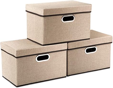 Amazon.com - Prandom Collapsible Storage Cubes with Lids [3-Pack] Jute ...