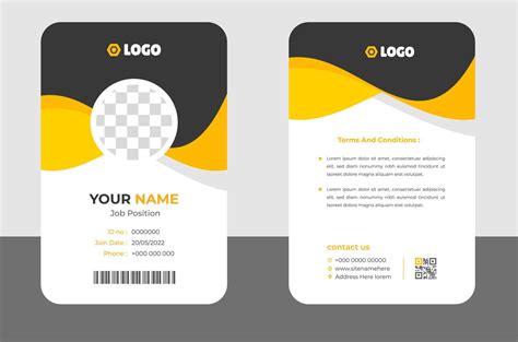 Modern and clean business id card template. professional id card design template with yellow ...