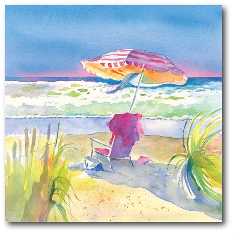 Courtside Market Watercolor Beach Chair II Gallery-Wrapped Canvas Wall Art, 16x16 - Walmart.com