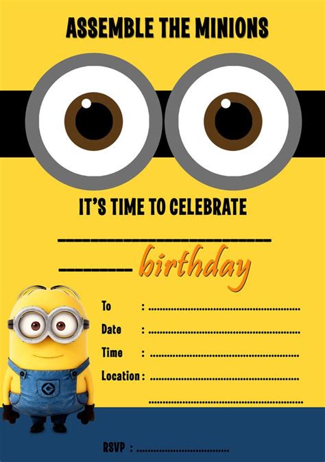 DESPICABLE ME MINIONS PARTY INVITATIONS KIDS,CHILDRENS INVITES BIRTHDAY ...