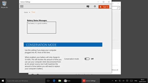 Lenovo Battery Conservation mode in Windows 10 - Improdia