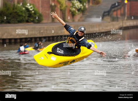 kayak flying off end of water ramp into river - York River Festival ...