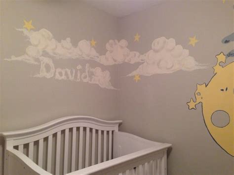 Name in the clouds nursery mural | Nursery mural, Clouds nursery, Baby boy rooms