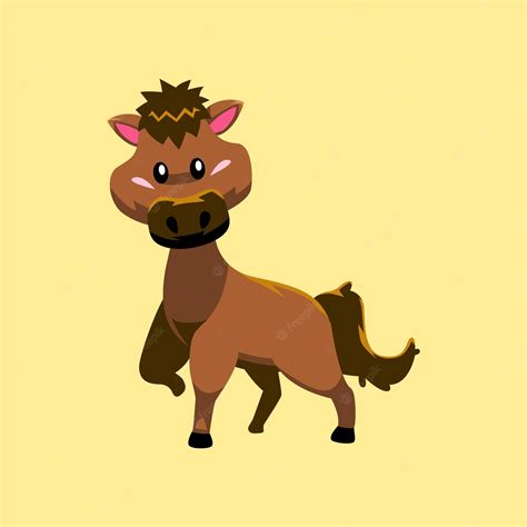 Premium Vector | A cartoon horse with a brown mane