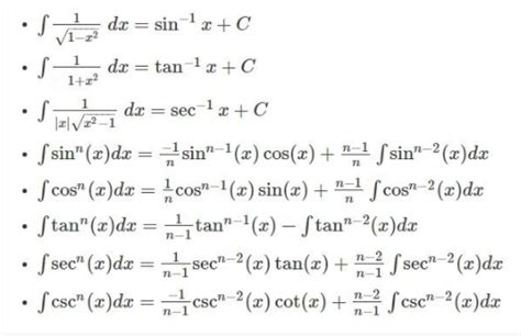 Integration Formula For Trigonometry Function