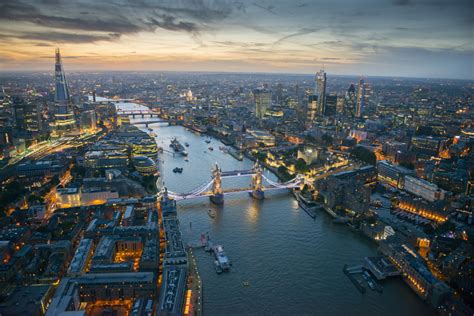 Aerial view of Tower Bridge and the River Thames at night, London – Wickham Blog