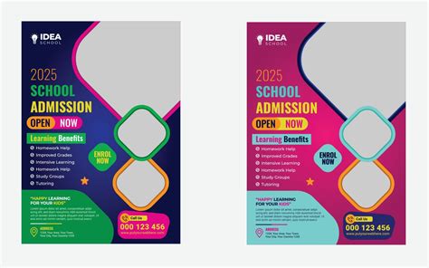 Colorful school admission flyer template design. Kids school design for ...