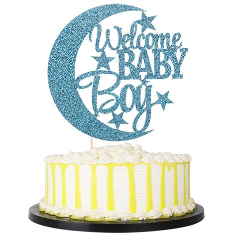 Buy PALASASA Welcome Baby Boy Cake Topper - Baby Shower or Newborn Gender Reveal Party ...