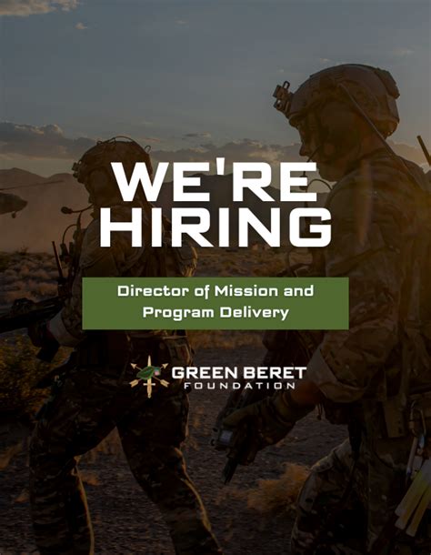 Green Beret Foundation Seeks Director of Mission and Program Delivery ...