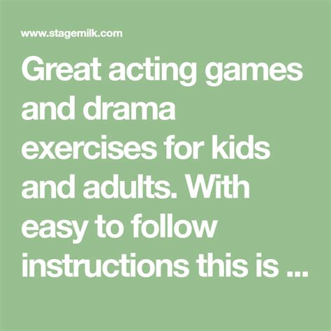 Great acting games and drama exercises for kids and adults. With easy to follow instructions ...
