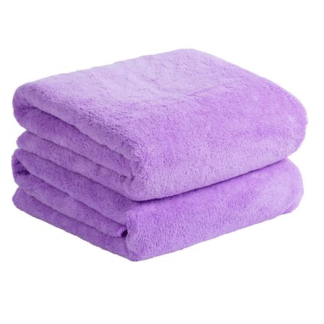 Bath Towels Soft Plush Fleece Bath Towel Set 2 Piece Solid Purple 30 x 60 inches - Walmart.com ...