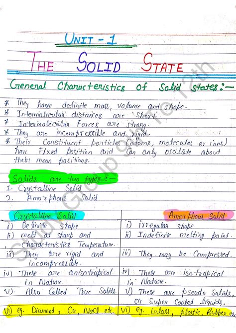 SOLUTION: Chapter 1 the solid state chemistry class 12th new handwritten pdf notes unlocked ...