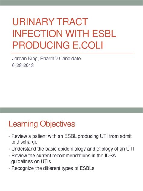 Esbl Producing e | PDF | Beta Lactamase | Urinary Tract Infection