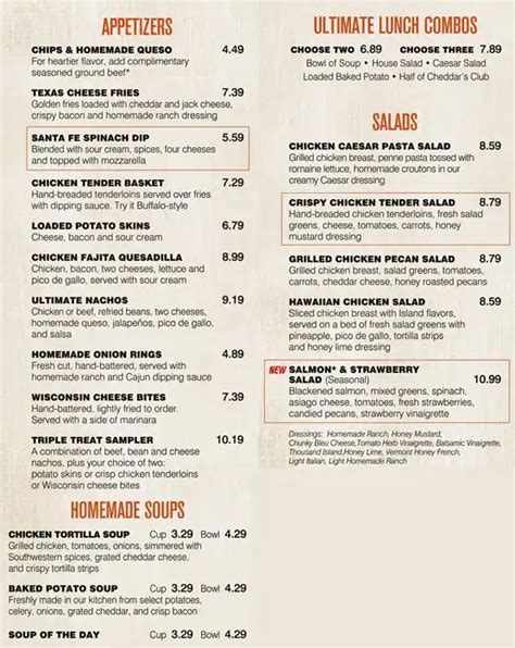 Cheddar's Scratch Kitchen Menu - Urbanspoon/Zomato