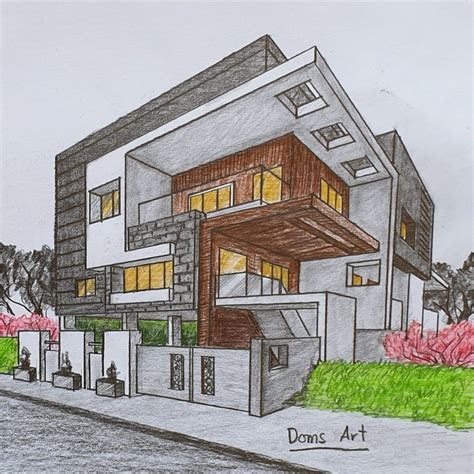 Modern House in 2 point perspective by Doms Art | Architecture design ...