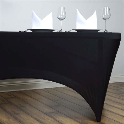 Buy 6FT Black Rectangular Stretch Spandex Tablecloth - Pack of 1 ...