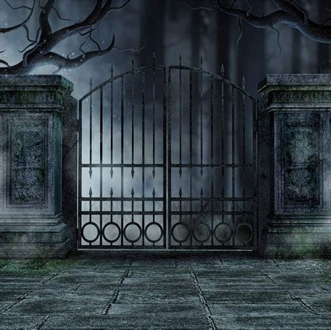 LFEEY ft Old Iron Door Fence Halloween Backdrops for graphers Scary ...