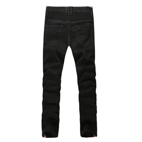 Pleated Black Denim Jeans 2015 Men Fashion Brand Slim Straight Jeans ...