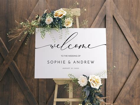 Welcome Wedding Sign With Minimalist Cursive Font, Instant Download CLS020WBD - Etsy