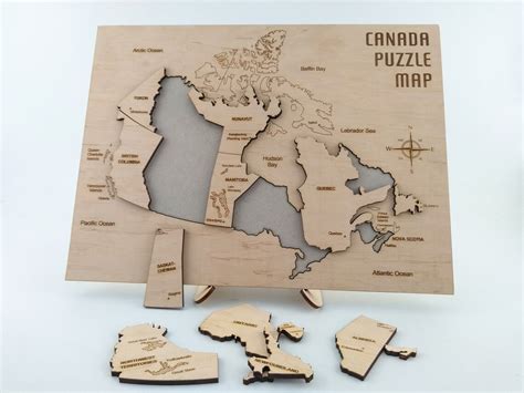 Canada map Puzzle map Map of Canada Educational toy Wooden | Etsy