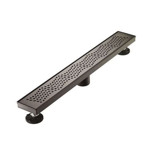 U.S. Trench Drain 24 in Wave Pattern Cover Bronze Rectangle Stainless Steel Linear Shower Drain ...