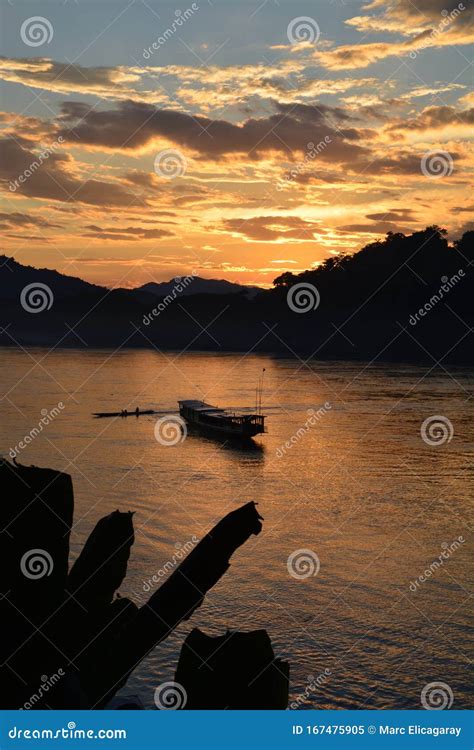 Beautiful Sunset on Mekong River Laos Stock Image - Image of mekong ...