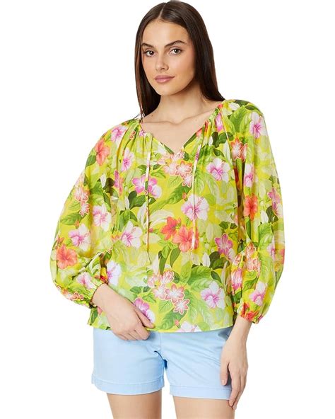 Women's Tommy Bahama Happy Hour Flwr LS Peasant Top | Zappos.com