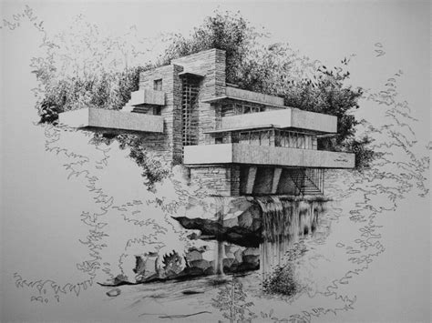 Fallingwater_drawing | Architecture sketch, Architecture concept ...