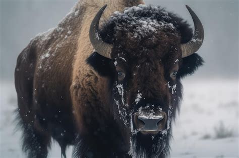 Premium AI Image | Bison in the snowstorm generated by AI