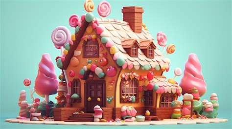 Premium AI Image | A fancy candy house with sweets and chocolate dessert