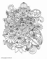 Wildflowers Adult Coloring Page Pages sketch template