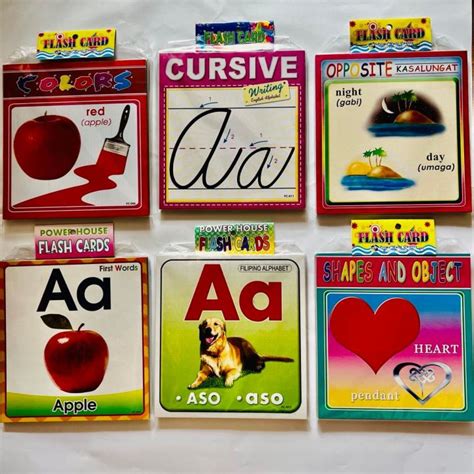 FLASH CARDS ALPHABET/FILIPINO ALPHABET/CURSIVE/OPPOSITE/SHAPES AND COLORS/FIRST WORD 7 x 6.5 ...