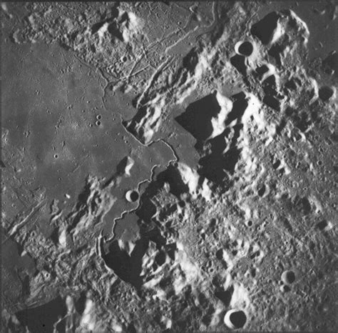 A photo of Hadley Rille taken by the Apollo 15 Mapping Camera on the Endeavor CSM. The Lunar ...