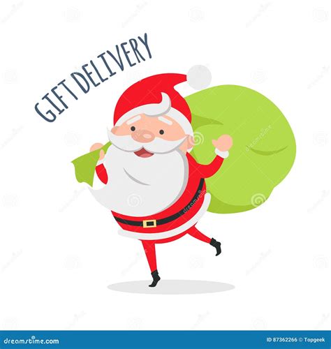 Santa Claus Delivers Gifts To Children. Vector Stock Vector - Illustration of happy, greeting ...