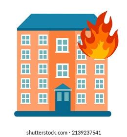 Fire Burning Tower Apartment Building Orange Stock Vector (Royalty Free ...