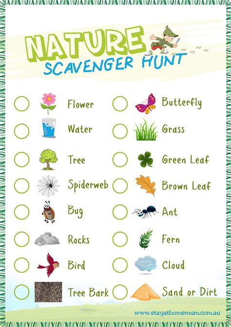 Nature Scavenger Hunt – Free Printable - Stay at Home Mum