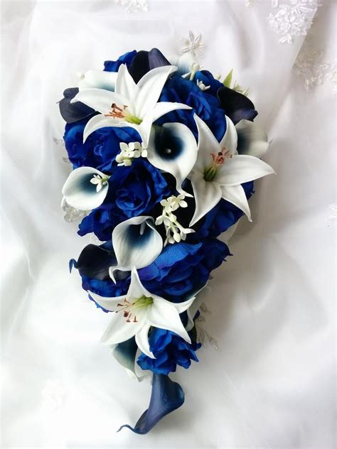 Wedding Natural Touch Navy Blue Calla Lilies Navy Picasso - Etsy | Lily bouquet wedding, Blue ...